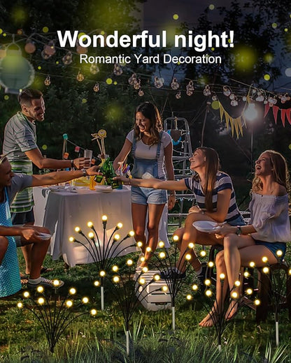 Solar Garden Lights,2Pack 16LEDs 8Modes Firefly Lights Outdoor Decorations, Swaying Light Sway by Wind,Firefly Solar Lights for Outside IP65 Waterproof,Yard Patio Decoration, Warm White