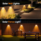 NIORSUN 12 Pack Solar Fence Lights, LED Outdoor Lights, Warm White + RGB, IP45 Waterproof, Black | Lumora