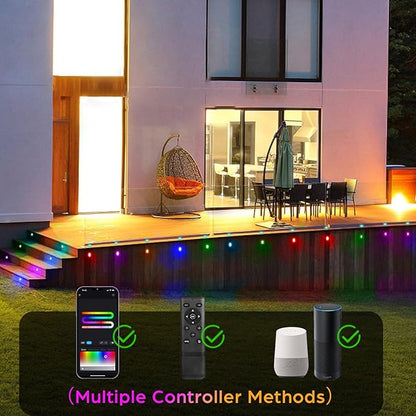 LED Deck Lights Kit, 6Pack 1.22" Low Voltage WiFi RGBW+IC Multicolor Dynamic Recessed Deck Lighting Work with Alexa/Google Home, IP67 Waterproof 12V Step Lights Outdoor for Garden Yard Path Stairs
