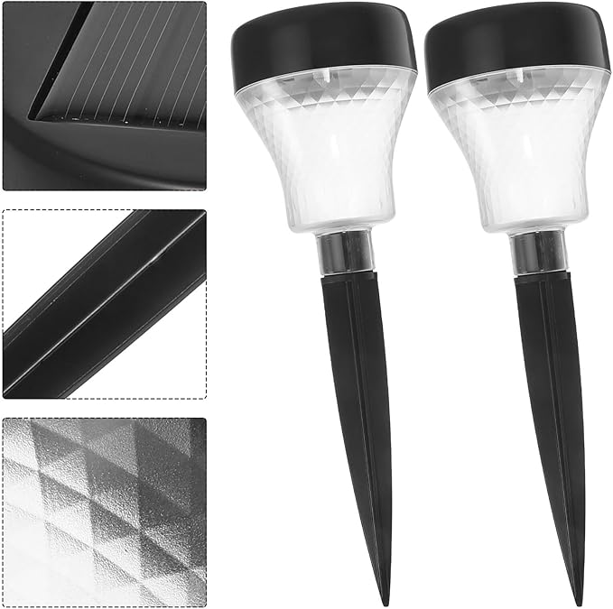 2Pcs LED Solar Pathway Lights Outdoor Waterproof Garden Stake Lights Warm White Solar Outdoor Lighting for Yard Walkway Patio Decoration