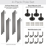 EXCELLO Global Products Premium String Light Poles - 4 Pack - Extends to 10 Feet – Deck Mount - Outdoor Path Light | Lumora