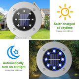 Solar Ground Lights, Solar Ground Lights Stainless Steel Outdoor 8 LED Solar Disk Lights， IP 65 Waterproof for Yard | Lumora