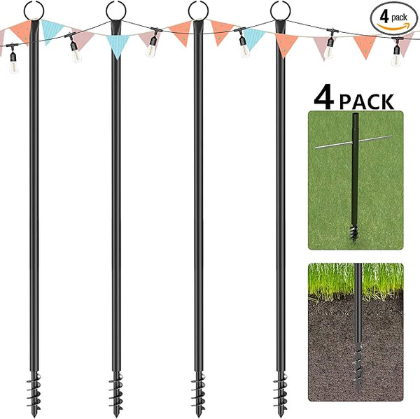 Espird String Light Poles for Outside 4 Pack, 10 Feet Outdoor String Lights Poles for String Lights, Backyard Patio | Lumora