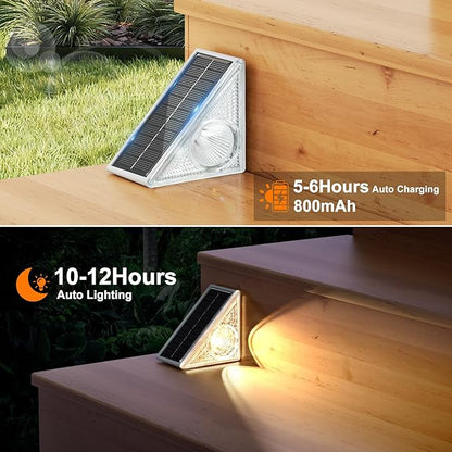 Ellasay Stair Lights Outdoor 16 Pack,10 Color Modes Solar Step Lights for Outside, Waterproof IP65 Solar Lights for Garden Stair,Patio,Deck,Yard,Front Step, Front Porch Decor