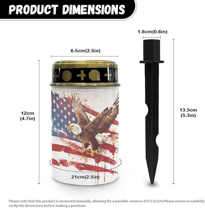 America Flag Eagle Print Solar Grave Light Patriotic Solar Light Outdoor Landscape Path Light Waterproof Solar Garden Light Home Decor