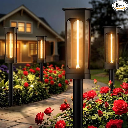 Solar Pathway Lights Outdoor - IP55 Waterproof Solar Lights Outdoor with 3000K Warm White LED, Outdoor Solar lights for Yard Patio Garden Driveway Landscape Lighting, Housewarming Gift New Home Decor