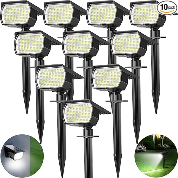 Solar Spot Lights Outdoor 10 Pack, [46 LED/3 Modes] Solar Landscape Spotlights Waterproof, 2-in-1 Auto On/Off Solar | Lumora
