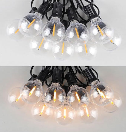 Sxminer Solar Outdoor String Lights, 31ft Wish 26LED Waterproof Shatterproof G40 Bulbs, USB Rechargeable Portable Edison Patio String Lights for Porch,Backyard, Garden, Pool, Party, Camping