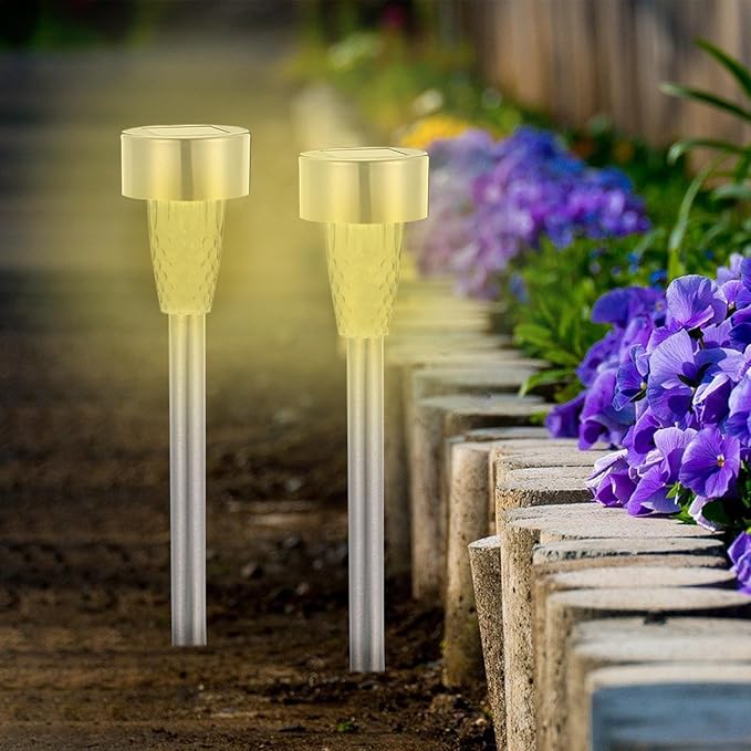 12pcs Solar Pathway Lights Outdoor Garden Solar Lights Stainless Steel Warm White Lawn Lighting Stakes for Yard | Lumora