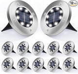Aogist 12 Pack Solar Disk Lights - 8 LED In-Ground Outdoor Landscape Lights for Pathway, Yard, Walkway, Patio, Lawn | Lumora