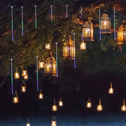 Gadpiparty 1Set Solar Powered Falling Lights LED Tube String Lights for Garden Patio and Holiday Decor Tubes with Remote Control and Solar Panel