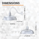17in. Galvanized Finish Outdoor Gooseneck Barn Light Fixture with 14.5 in. Long Extension Arm - Wall Sconce | Lumora