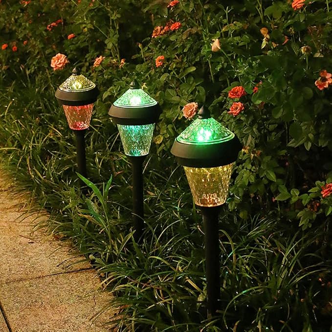 Solar Lights Outdoor 4 Pack Solar Pathway Lights Outdoor Waterproof LED Landscape Lights Solar Powered Outdoor Lights Solar Garden Lights for Pathway Walkway Yard