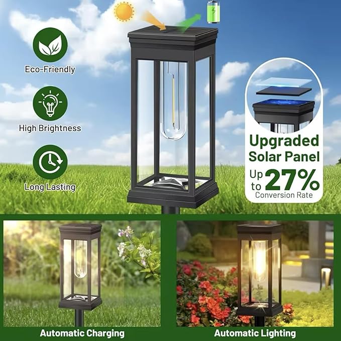 Outdoor Solar Lights, Path Lights Waterproof, Garden Lights, 4-Pack Landscape Lighting for Garden Walkway Sidewalk Backyard Lawn Yard Decoration (Warm White)