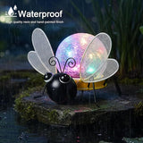 Solar Lights Outdoor Bee Decor with Crackle Glass Globe Lights - Cute Metal Bee Decor for - Garden Figurine Light | Lumora