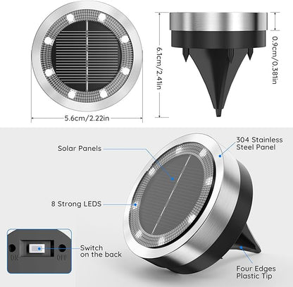 Solar Ground Lights Outdoor, 12 Pack Solar Lights Outdoor Waterproof, Mini Flat Solar-Powered Garden Light, Landscape Lighting for Garden Yard Lawn Pathway Walkway Driveway Backyard Decor, Warm White