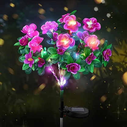 Solar Lights Outdoor,2 Pack Blooming Azalea Flowers Decorations,Outdoor Waterproof Landscape Lights for Yard Patio Lawn Garden Decor,Gifts for Women Mother's Day