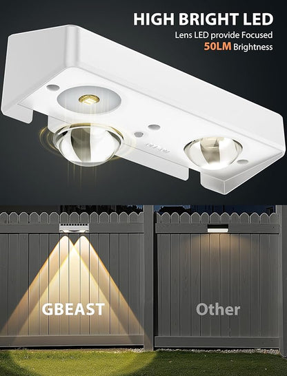 Solar Fence Lights, 7 RGB Colors, Warm White, Cool White Bright Lens LED, Dusk to Dawn Deck Light, Fence Solar Lights Outdoor Waterproof for Backyard/Railing/Wall/Step/Patio/Pool (8 Pack White Shell)