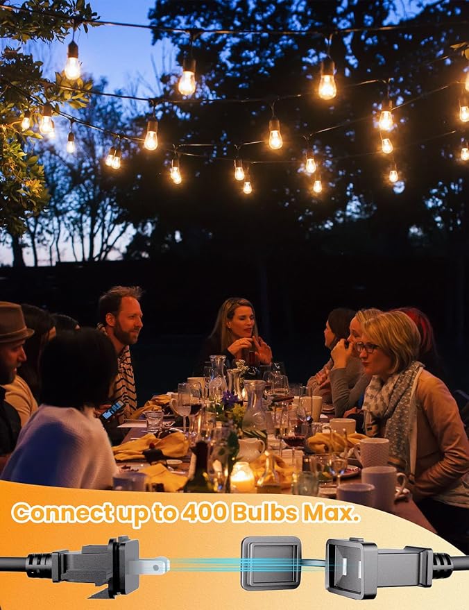 Svater Outdoor Led String Lights 75 FT, Patio Lights for Outside with 9pcs S14 Shatterproof Bulbs, 1 Watt E26 | Lumora