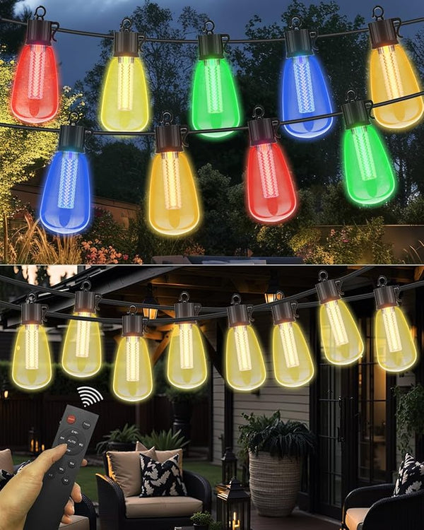 Avatar Controls 98FT Outdoor String Lights with Remote - Multicolor & Warm White, 8 Light Modes Timer Waterproof | Lumora