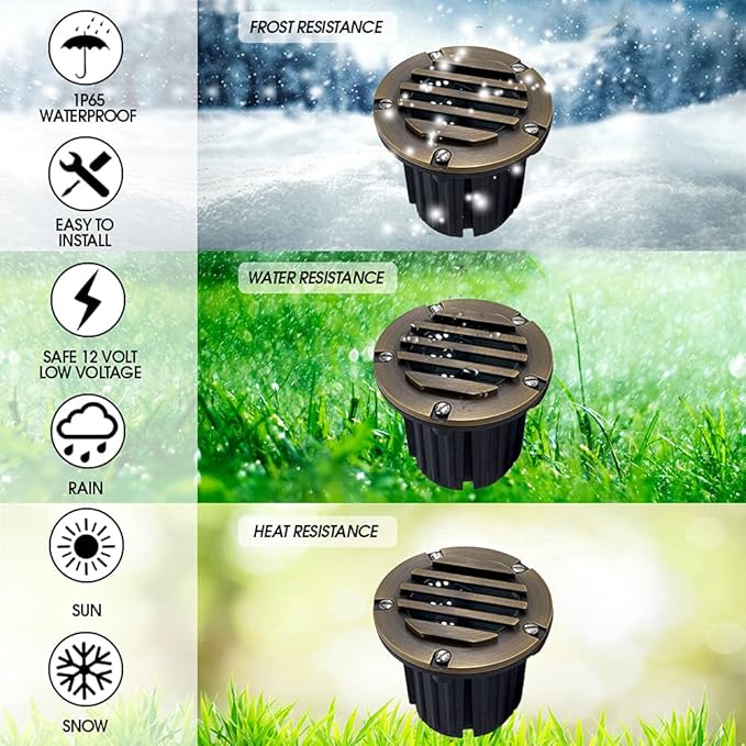 LED Low Voltage Landscape Lighting Well Lights 112 - Solid Brass In Ground Lights - Outdoor Security Flood Light | Lumora