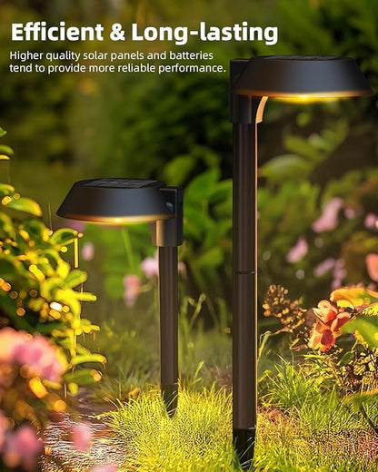 Solar Lights Outdoor Waterproof, LED Solar Pathway Lights Outdoor Garden Landscape Lighting for Walkway Driveway, Auto On/Off, 6 Pack