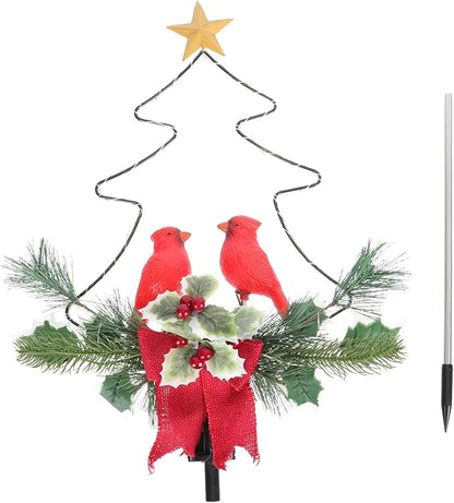 Solar Powered Red Bird LED Landscape Lamp for Garden Lawn Patio, Waterproof Christmas Tree Stake Light Outdoor Decorative Solar Pathway Lighting