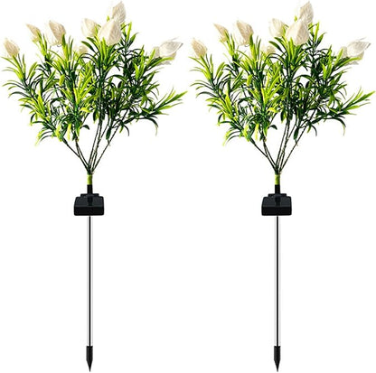 Ochine 2 Pack Outdoor Solar Lights, Solar Garden Lights, Gardenia Flowers Garden Stake Light Solar Flower Lights Waterproof Solar Pathway Lights for Outdoor Lawn Yard Garden Decoration