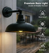 17" Outdoor Gooseneck Barn Light, Matte Black Industrial Wall Mount, Rust and Weatherproof, Vintage Farmhouse Style | Lumora