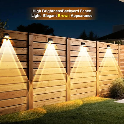 Super Long Lasting Solar Fence Lights Outdoor,Deck Lights Waterproof,Perfect for Winter and Rainy Days,Dusk to Dawn High Brightness Solar Lighting for Wall,Step,Yard,Patio,Backyard (8Pack,Brown)