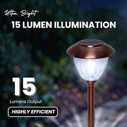 Energizer Driveway Solar Lights - 8 Pack 15 Lumen Outdoor Lights Solar Powered & Waterproof with Patterned Glass & Metal Finish, Easy to Install Weather Resistant Pathway Lights for Decor - Copper