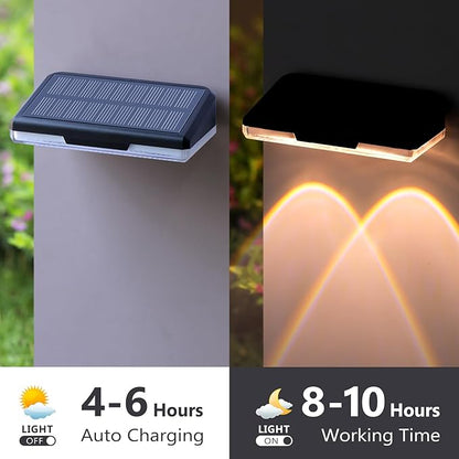 Solar Fence Lights Outdoor Waterproof 3000K 4000K 6000K 50 Lumens Lens LED Dusk to Dawn for Outside Deck Wall Step Patio Yard Railing Pool Garden 8 Pack
