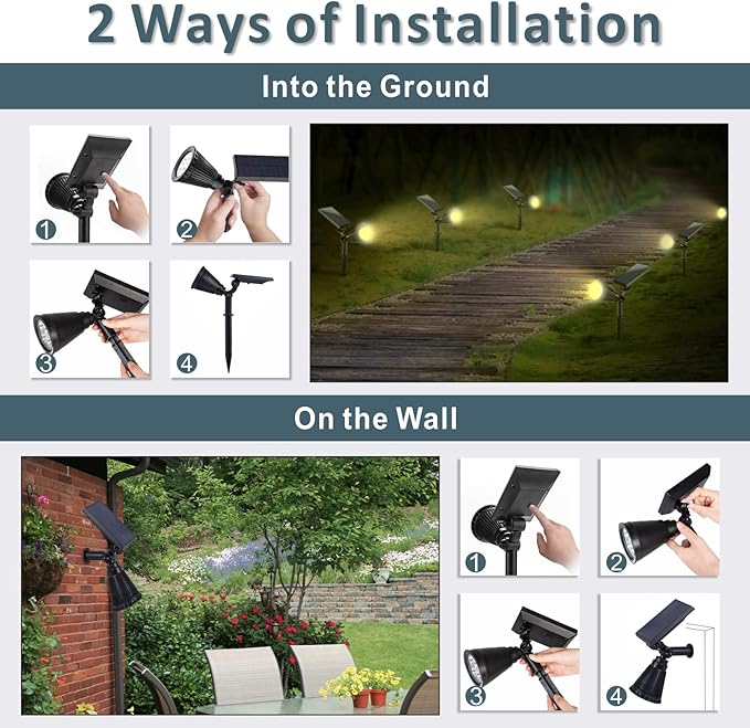 Solar Landscape Spotlights Outdoor, Bright 7-LED Spot Lights, Dusk-to-Dawn Waterproof Solar Powered Flag Pole | Lumora