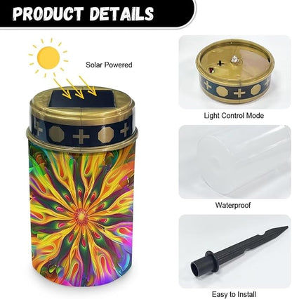 Colorful Floral Cemetery Solar Lights Waterproof Dustproof Solar Powered Garden Stake Lights Practical Outdoor Decorative Lights for Cemeteries Patio Deck Outdoor Decorations