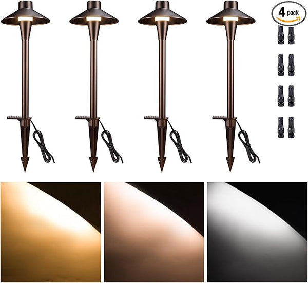 Low Voltage Pathway Lights, 3CCT LED Landscape Path Lights, Outdoor Waterproof IP65, Wired ORB Aluminum 5W 150LM | Lumora