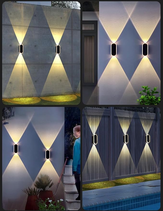 Solar Fence Lights Outdoor, 3000K/4000K/6000K 3 Modes Solar Wall Lights Outdoor Waterproof, Up&Down Dual-Head | Lumora