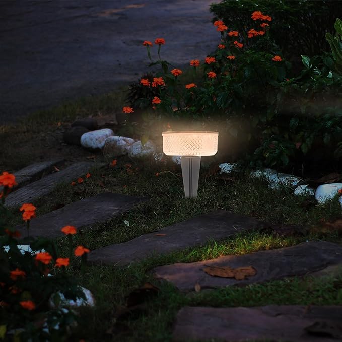 DOITOOL Solar Pathway Lights Outdoor Yard Garden Landscape Lamp Waterproof LED Solar Lawn Lights Warm White Small Size for Patio and Walkway Decoration