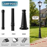 Universal Outdoor Post Light Pole with Hanging Arm, Black Cast Aluminum Pole with 2.36" Fitter Mount, 76in Tall | Lumora
