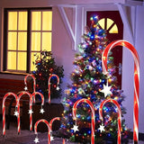 12 Packs Christmas Candy Cane Lights Outdoor Solar Powered Christmas Pathway Lights with Stars Waterproof for Yard | Lumora