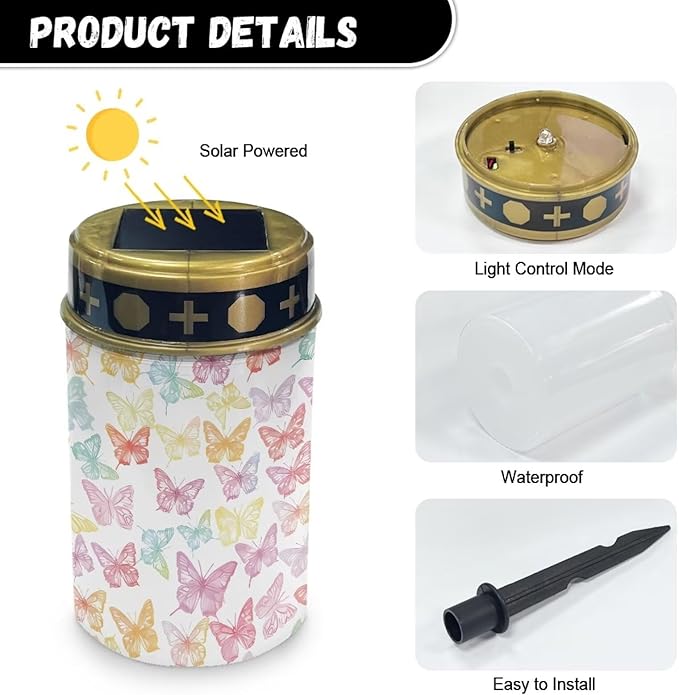 Colorful Butterfly Cemetery Solar Lights LED Solar Lights for Cemetery Gravesite Solar Lights Grave Decorations for Cemetery Mom Solar Lights Outdoor Waterproof Lights