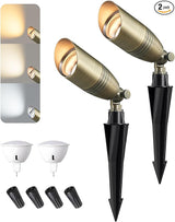 EDISHINE Solid Brass Outdoor Landscape Spotlights, 3CCT MR16 Bulb Included, 12V LED Low Voltage Landscape Lighting | Lumora