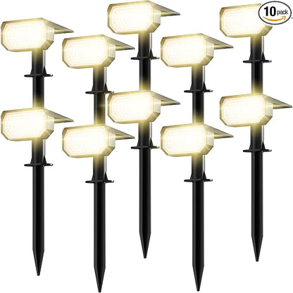 Ensenior Solar Spotlights Outdoor, 56 LEDs Brightness Adjustable 3000K LED Solar Garden Lights, Halloween Christmas Landscape Lighting for Flag/Yard/Pathway, IP65 Waterproof - 10 Pack