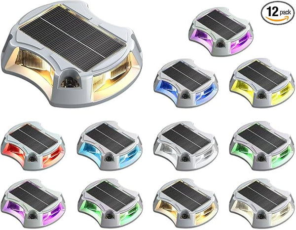 Solar Driveway Lights Solar Dock Lights 9 Colors in 12 Pack, Waterproof IP68, Outdoor, for Driveway Markers, Marine | Lumora