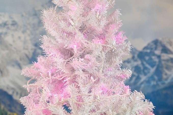 Novelty Lights 25ft Christmas String Lights, 50 Pink LED Bulbs on White Wire, 6" Spacing, Connectable Indoor Outdoor Commercial Grade Lighting for Holidays Patio Weddings
