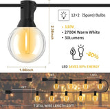 25FT G40 Outdoor String Lights, Waterproof Patio String Lights with 12 Plastic Bulbs, Shatterproof Outdoor Lighting | Lumora