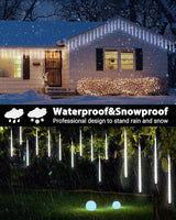Flacchi Cool White 20 Tubes Meteor Shower Icicle Lights 480 LED Raindrop Lights with Timer - Outdoor String Light | Lumora