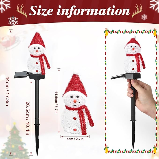 Solar Christmas Pathway Light，Set of 4 Solar Snowman Lights Waterproof Outdoor Christmas Decorations for Xmas | Lumora