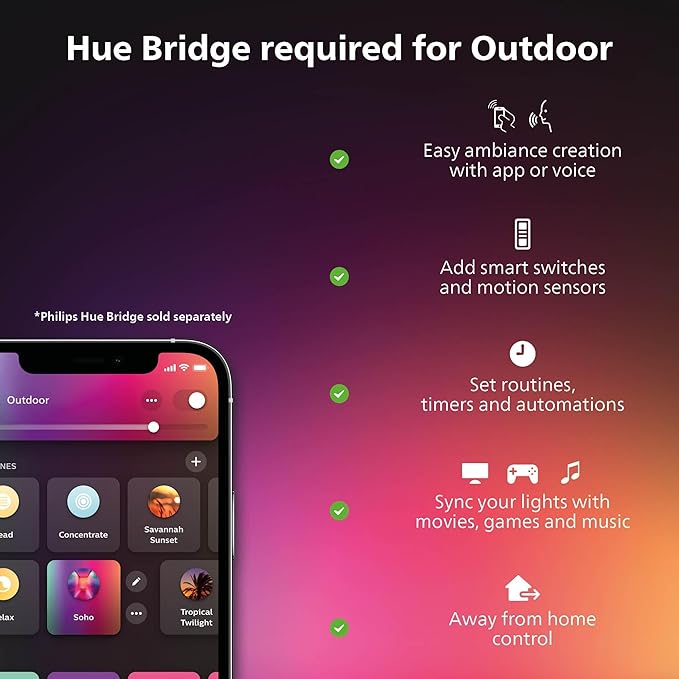 Philips Hue Econic Square Outdoor Smart Wall Light, Black - White and Color Ambiance LED Color-Changing Light - 1 Pack - Requires Hue Bridge - Control with Hue App and Voice - Weatherproof