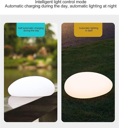 Solar Garden Light, Solar Pathway Lights Color Changing Outdoor Waterproof PE 1500mAh Colorful Light Stone Landscape Lamp for Pathway Lawn