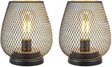 TRIROCKS Set of 2 Medium Battery Powered Outdoor Lantern 6.5'' High Metal Table Lamp Cordless Battery Operated | Lumora